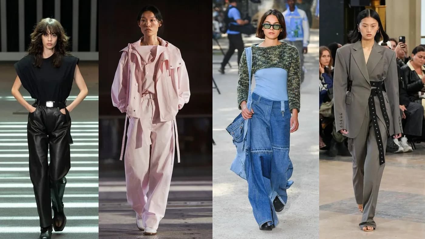 2023 moda trendleri — giň jinslar, minimalist keşpler, emeli sütükden aksessuarlar